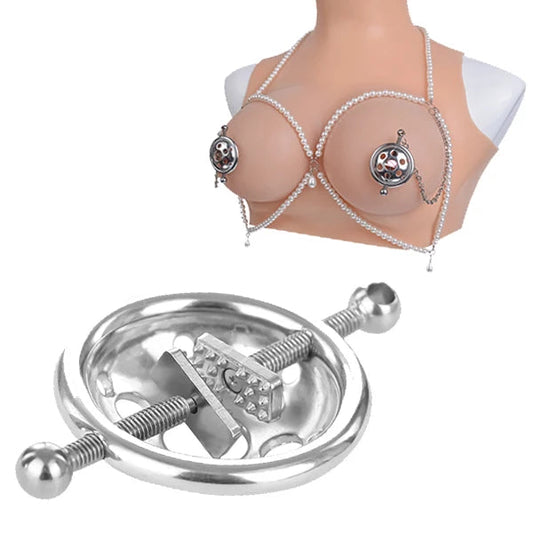 1 Prismatic 1 Leash Chain Erotic Game Nipple PP Chains for Women Stimulate Breast with Heavy Feeling Metal Nipple Clips luvshop24