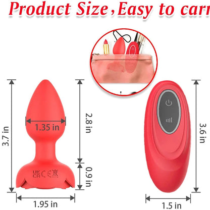 Hot Sale Rose Anal Plug Wireless Remote Control Erotic Masturbation Vibrator Silicone Anal Plug Massager for Women luvshop24