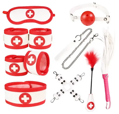 2022 New 9 Piece Sexuels Bondage Leather Restraint Set Erotic Nurse Role Flirting Suits Bdsm Adult Cos Games luvshop24
