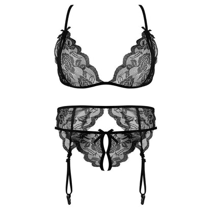 Lace Women Lingerie Set 4 Pcs Sling Open Bra Sexy Wiht Garter Panties Push Up Bra Set Erotic Transparent Underwear Net Stockings luvshop24