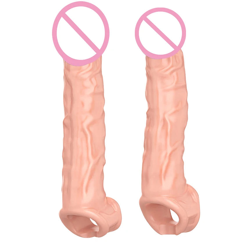 Super Size Highly Elastic Silicone Penis Extender Sleeve Reusable Condoms Penis Ring Delay Ejaculation Erotic Toys Intimate Good luvshop24