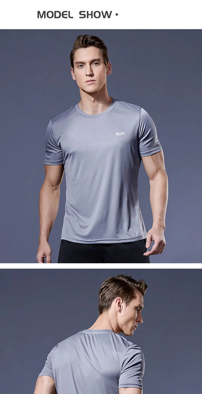 Sport Shirt  2024 Summer New 100% Polyester White Solid T Shirt Men Causal O-neck Basic T-shirt Male High Quality Running Tops luvshop24