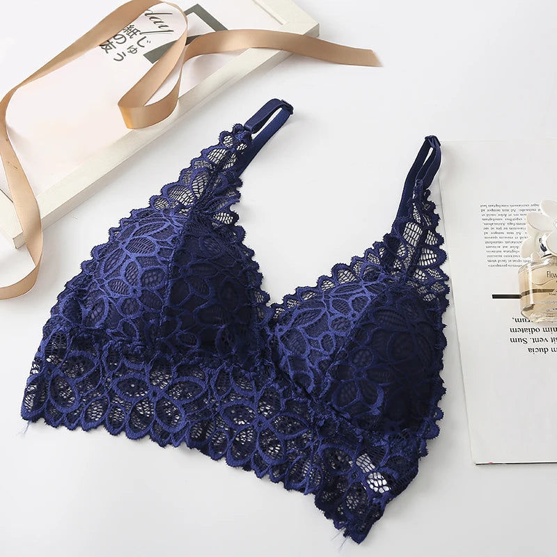 Lace Sexy Lingerie Wireless Bra For Women Padded Push Up Bralette Female Brassiere Soft Backless Fashion Bras Underwear luvshop24