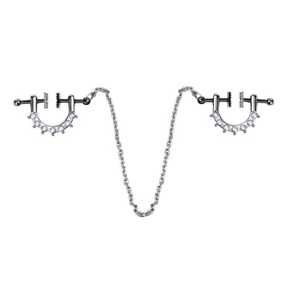 Heaviness Metal Nipple Clamps for Men Couple Erotic Game SM Toys With Chain Breast Clamps luvshop24