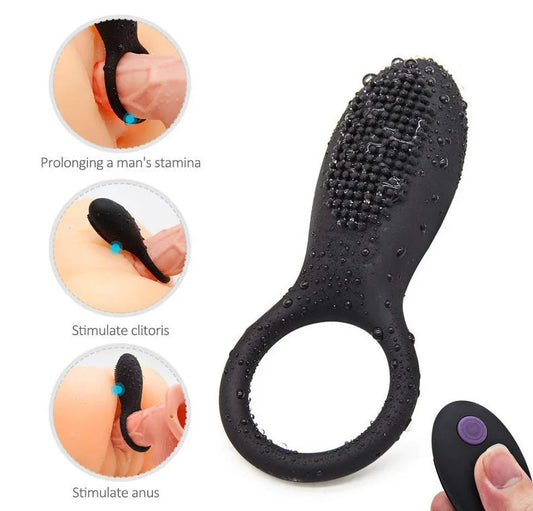 Men Masturbation Toys USB Rechargeable 10 Frequency Wireless Remote Control Cum Locking Male Silicone Erotic Vibrating Ring luvshop24