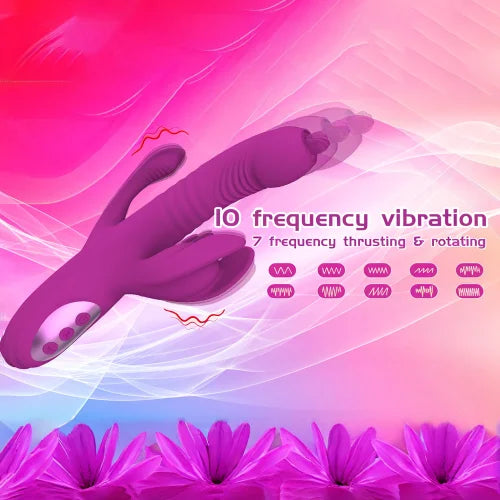 Vibrating Screen Rabbit Vibrator Fantasy Medical-grade Silicone Nipple Stimulation Usb Rechargeable Thrusting Rabbit Dildo luvshop24