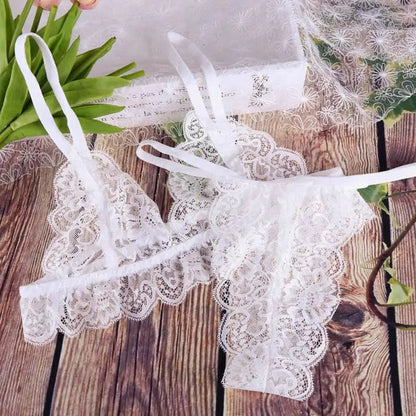 Lace Sexy Lingerie Set Hot Women Sleepwear V Neck Sleeveless Bralette And Pantie Intimate Lingerie Homewear Female Pyjamas luvshop24
