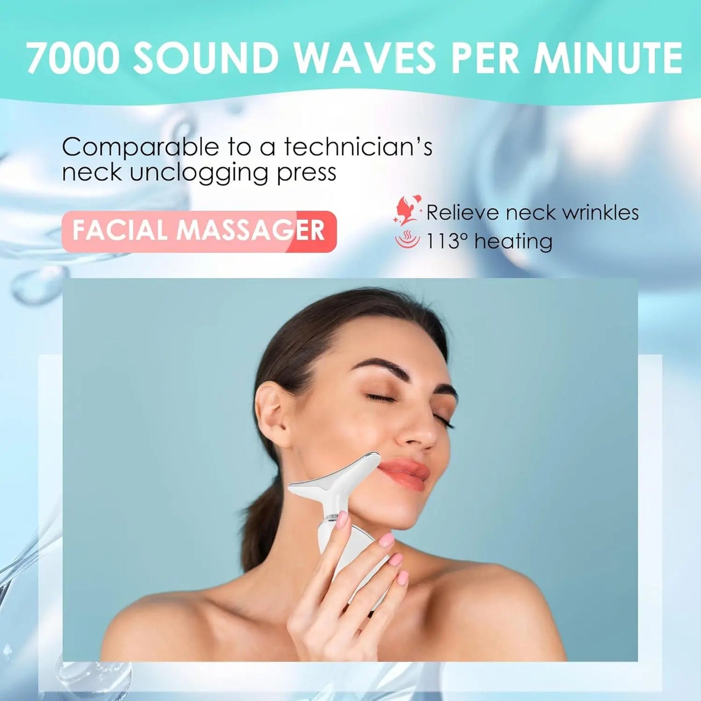 Hot Sale 3 in 1 Face and Neck Care Device Massager Vibration Led New Skincare Facial Wand Massager 630nm luvshop24