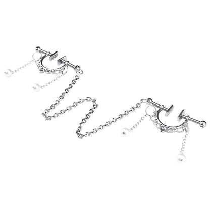 Circle Breast Ring Silver Nipple Clamps with Pearl Chain Erotic Matching Accessories for Women luvshop24