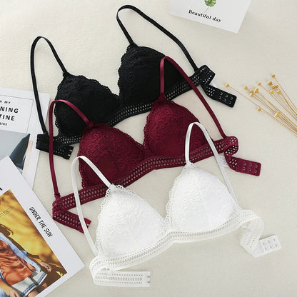 Lace Underwear Female Thin Section Bra Solid Color Embroidery Hollow Tube Top Black/RedWhite 3 Colors luvshop24
