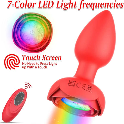 Hot Sale Rose Anal Plug Wireless Remote Control Erotic Masturbation Vibrator Silicone Anal Plug Massager for Women luvshop24