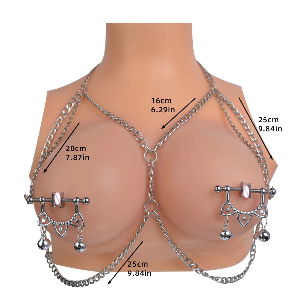 Leather Nipple Clamps with PP Chain Golly Chain Female Breast Stimulation BDSM Sexy Kink Nipple Clips for Women Erotic Toy luvshop24