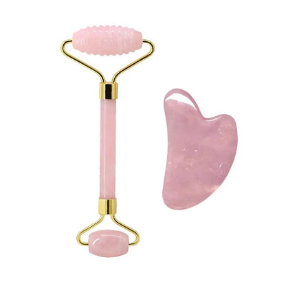 Rose Quartz Face Jade Roller Massagers Guasha Set Gua Sha Tools Natural Stone Gouache Scraper For Facial Massage Beauty Tool luvshop24
