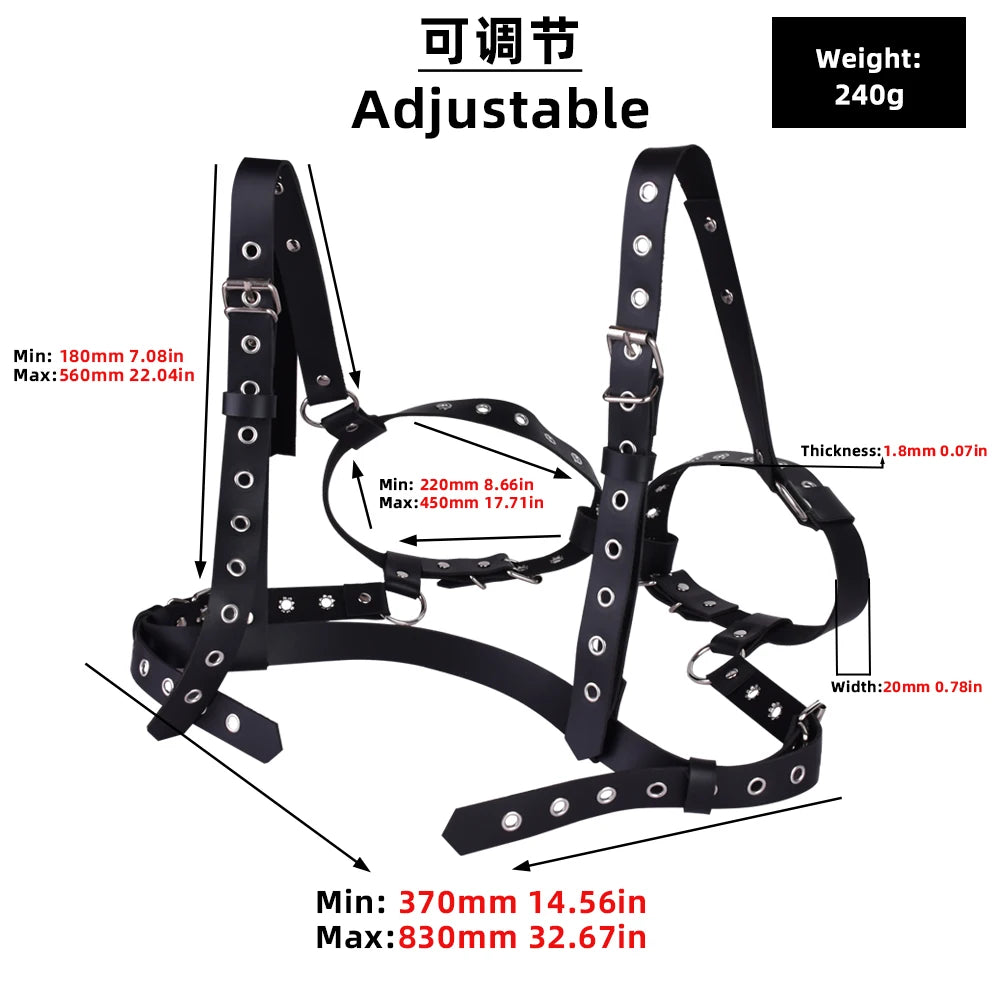 Black Leather Strap Harness Bdsm Slave Fetish Bondage Restraints  Erotic Accessories Sextoys Erotic Belt Wear on Chest for Adult luvshop24