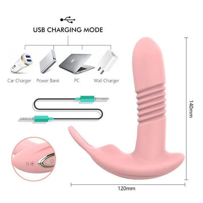 USB-Powered Telescopic Wireless Remote Rabbit Vibrator 10-Band Vibration Convenient for Use Anywhere Under Panties luvshop24