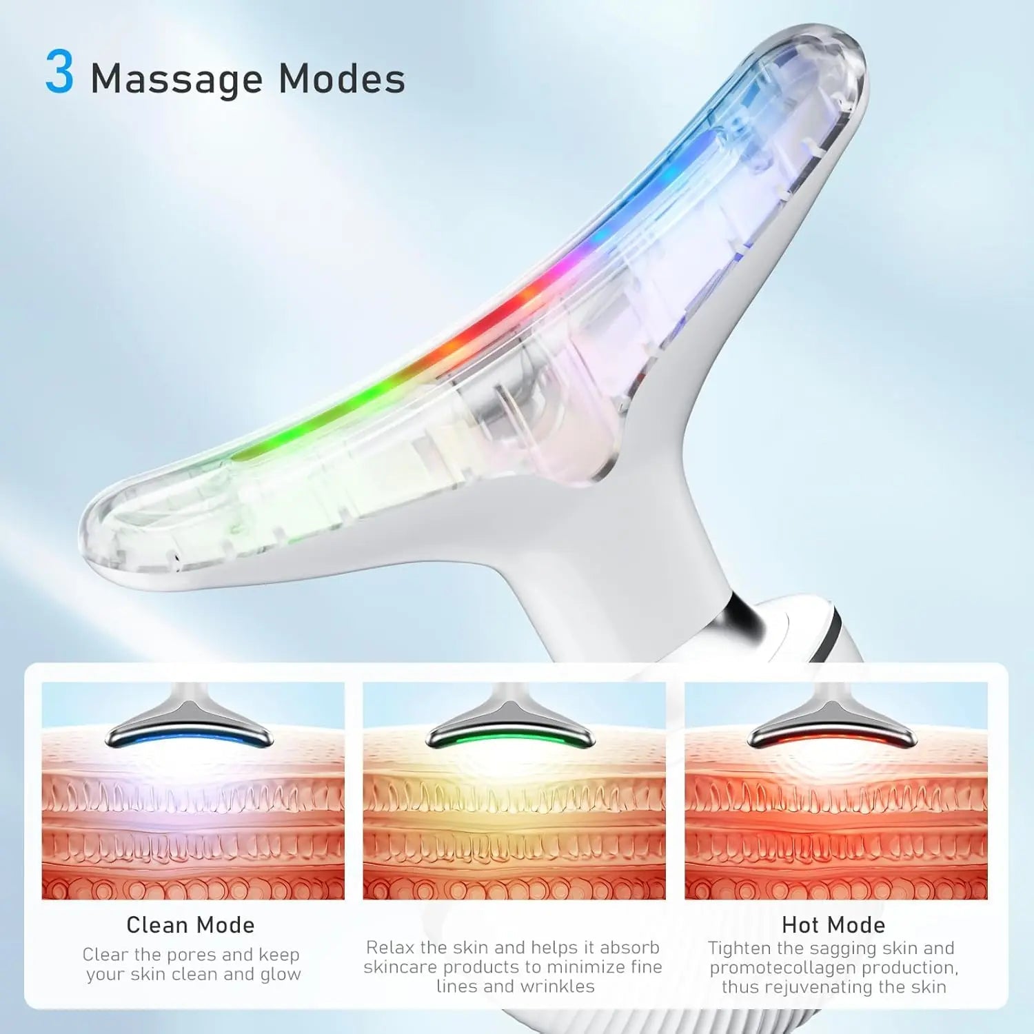 Hot Sale 3 in 1 Face and Neck Care Device Massager Vibration Led New Skincare Facial Wand Massager 630nm luvshop24