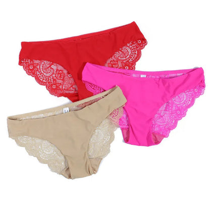 Lace Women's Panties Sexy Female Underwear Seamless Ladies Briefs Low-rise Lingerie Soild Panty Girls Briefs Tangas Slip Femme luvshop24