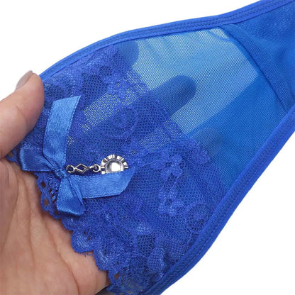Women Lace Panties Thongs Pearl Pendant Lace Embroidery G-String T-Back Briefs Underwear Adjustable Ladies Panties Sexy Lingerie luvshop24