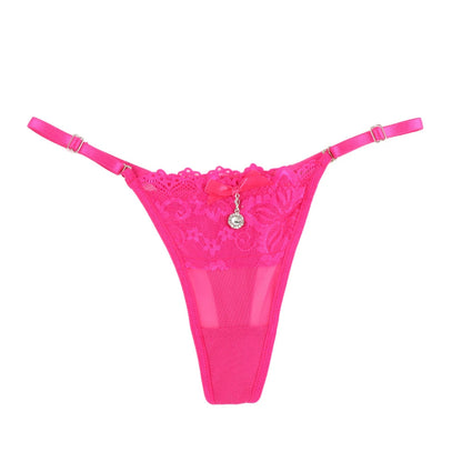Women Lace Panties Thongs Pearl Pendant Lace Embroidery G-String T-Back Briefs Underwear Adjustable Ladies Panties Sexy Lingerie luvshop24