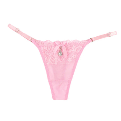Women Lace Panties Thongs Pearl Pendant Lace Embroidery G-String T-Back Briefs Underwear Adjustable Ladies Panties Sexy Lingerie luvshop24
