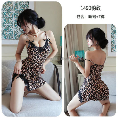 Fashion Erotic Lingerie Leopard Print Women Dress luvshop24