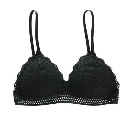Lace Underwear Female Thin Section Bra Solid Color Embroidery Hollow Tube Top Black/RedWhite 3 Colors luvshop24