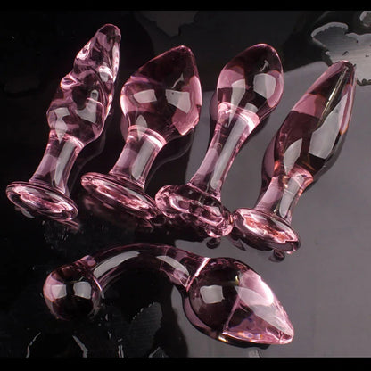 Candiway Exquisite Pink Crystal Glass Anal Plug Adult Masturbation Products Prostate Massager Erotic Toys For Couple (5 Styles) luvshop24