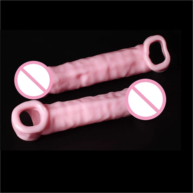 Super Size Highly Elastic Silicone Penis Extender Sleeve Reusable Condoms Penis Ring Delay Ejaculation Erotic Toys Intimate Good luvshop24
