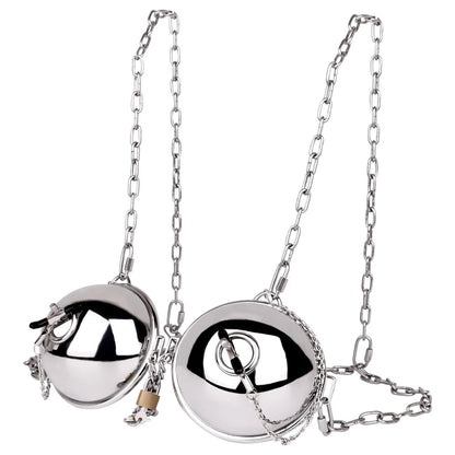Heavy Duty Stainless Steel Breast Bondage Bra with Lock and Chains BDSM Metal Breast Cover Cups for Slave Play luvshop24