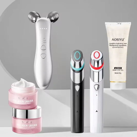 Trending Products Mini Skincare Facial Wand Massager Red Light Therapy EMS Neck Face Tool 360 Rotate Manual Roller Eye Massager luvshop24