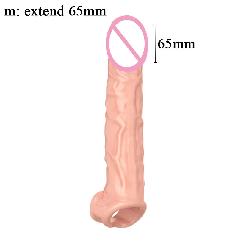 Super Size Highly Elastic Silicone Penis Extender Sleeve Reusable Condoms Penis Ring Delay Ejaculation Erotic Toys Intimate Good luvshop24