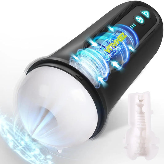 Men Masturbation Toys Masturbators For - ZEMALIA Adult Vibration 5 Suction S Vibrator Hands Free Pocket Pussy Penis Pump With luvshop24