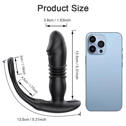 APP Control Cock Ring Long Masturbating  Dildo Vibrating Silicon Metal Anal Toy Vibrator Butt Anal Plug for Woman luvshop24