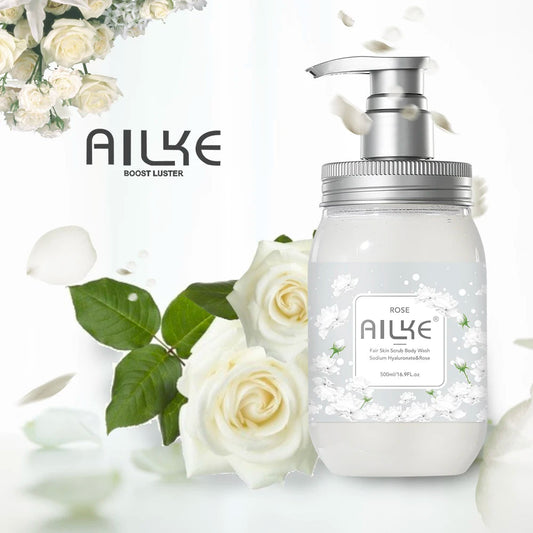 AILKE Shower Gel women Cleaning Whitening Roses Body Wash Perfume lotion Scrub fragrant Moisturizing summer bath foam female luvshop24