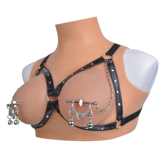 Leather Nipple Clamps with PP Chain Golly Chain Female Breast Stimulation BDSM Sexy Kink Nipple Clips for Women Erotic Toy luvshop24