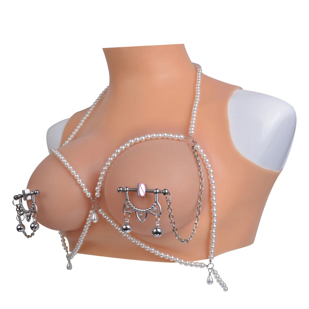 Leather Nipple Clamps with PP Chain Golly Chain Female Breast Stimulation BDSM Sexy Kink Nipple Clips for Women Erotic Toy luvshop24