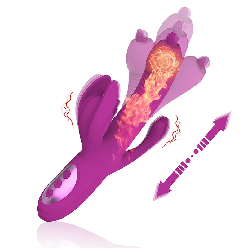 Vibrating Screen Rabbit Vibrator Fantasy Medical-grade Silicone Nipple Stimulation Usb Rechargeable Thrusting Rabbit Dildo luvshop24