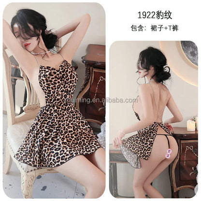 Leopard Print Erotic Lingerie Lace Dress luvshop24