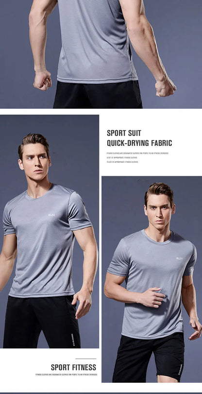 Sport Shirt  2024 Summer New 100% Polyester White Solid T Shirt Men Causal O-neck Basic T-shirt Male High Quality Running Tops luvshop24