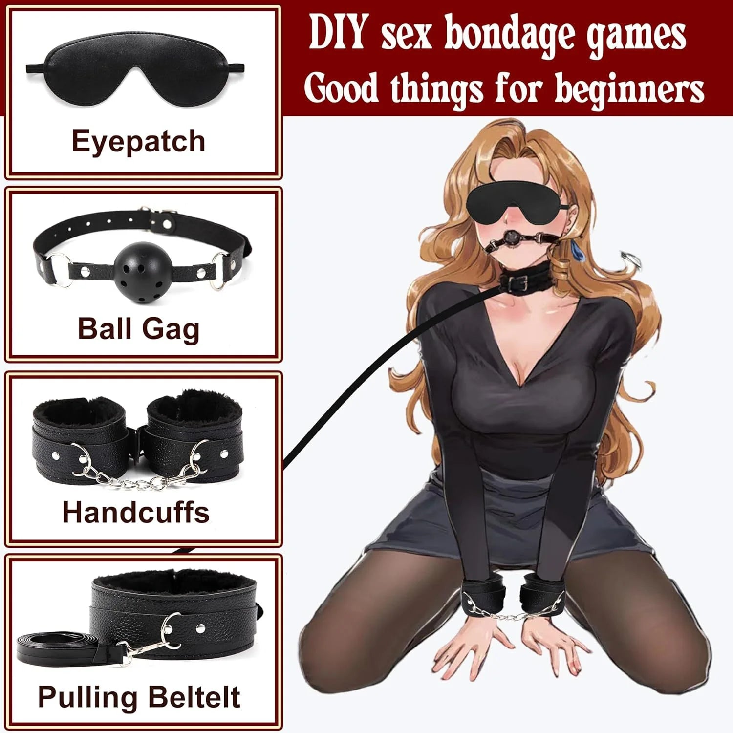 Wholesale 10pcs/ Set Toys Adult Game SM Bondage Gear Restraint, Handcuffs Nipple Clamp Whip Collar Erotic Toy Kit for Couples luvshop24