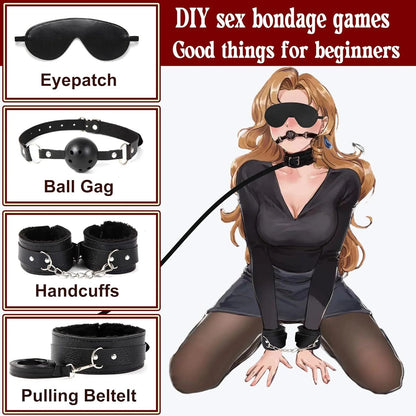 Wholesale 10pcs/ Set Toys Adult Game SM Bondage Gear Restraint, Handcuffs Nipple Clamp Whip Collar Erotic Toy Kit for Couples luvshop24