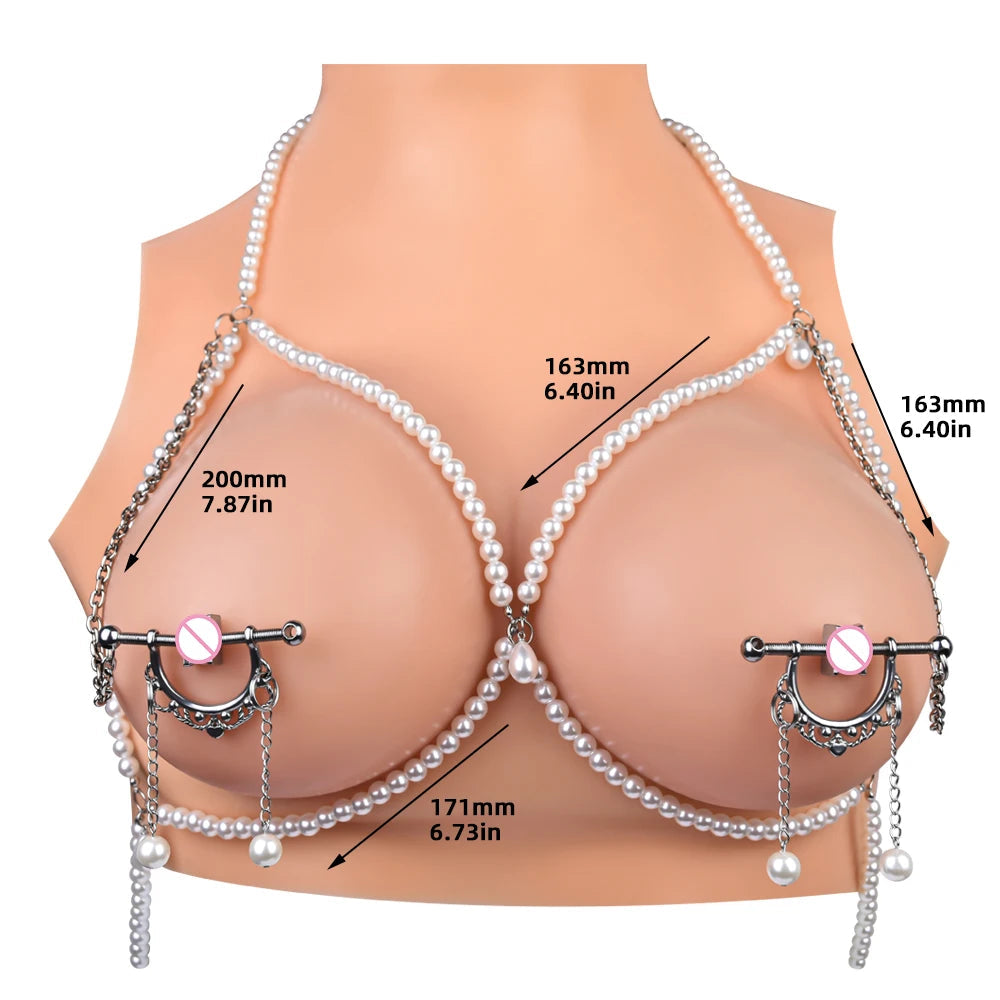Circle Breast Ring Silver Nipple Clamps with Pearl Chain Erotic Matching Accessories for Women luvshop24
