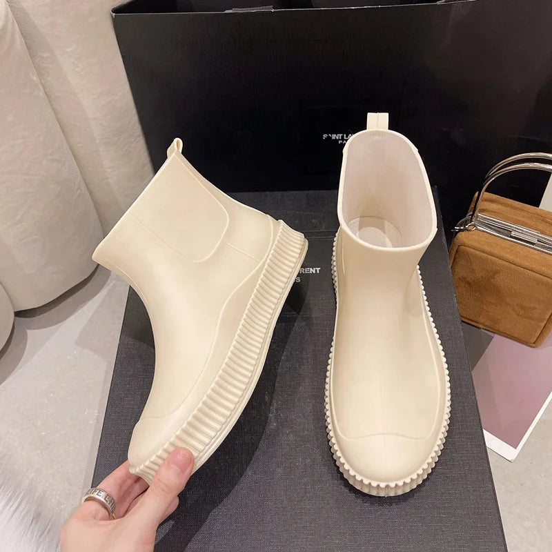 Adult Women Girs PVC Waterproof Fashion Garden Rain Boots Daily Commuting Rain Shoes luvshop24