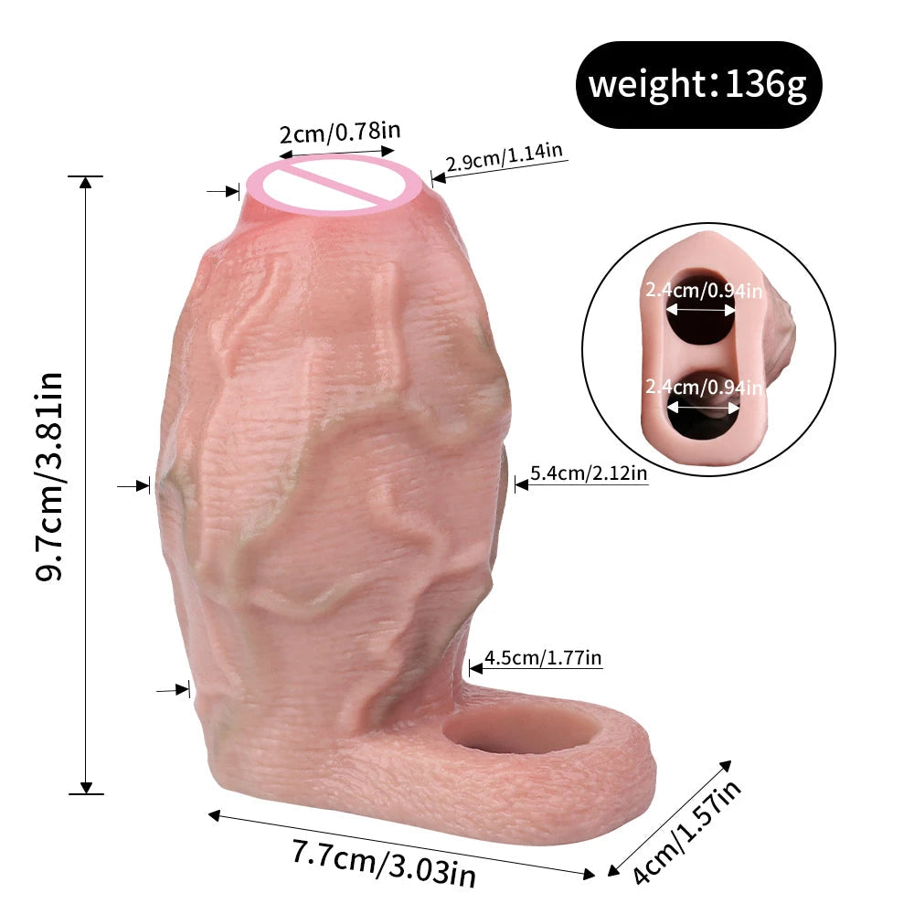 OEM Factory Real Texture Penis Enlargement Sleeve for Men Adult Erotic Goods Hombre Cock Delay Ejaculatio Condoms luvshop24