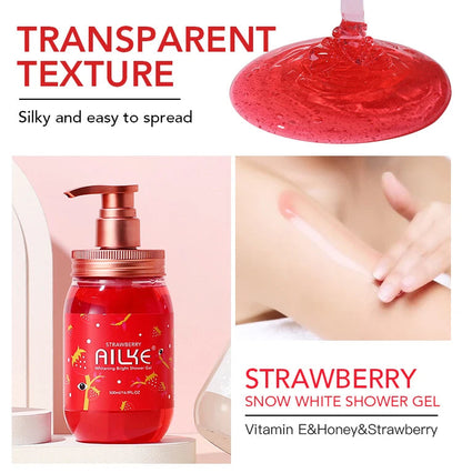 AILKE Shower Gel women Cleaning Whitening Roses Body Wash Perfume lotion Scrub fragrant Moisturizing summer bath foam female luvshop24
