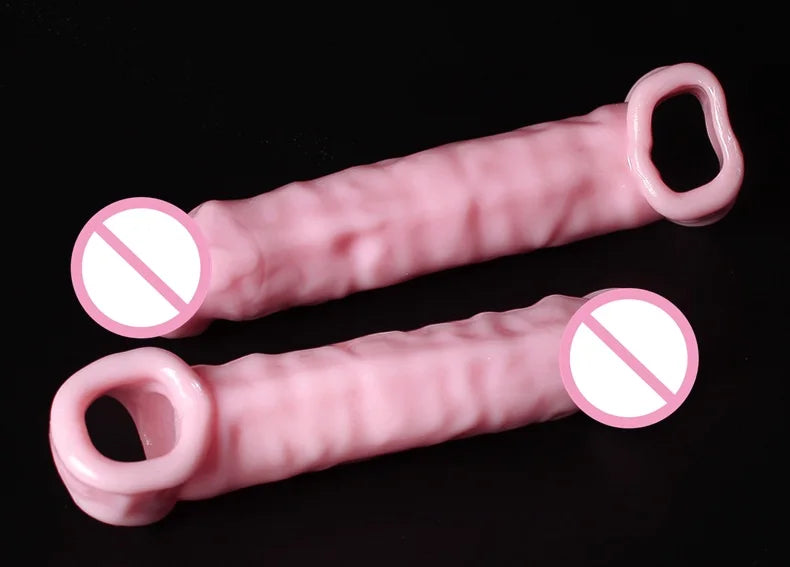 Super Size Highly Elastic Silicone Penis Extender Sleeve Reusable Condoms Penis Ring Delay Ejaculation Erotic Toys Intimate Good luvshop24