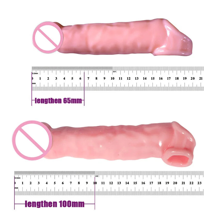 Super Size Highly Elastic Silicone Penis Extender Sleeve Reusable Condoms Penis Ring Delay Ejaculation Erotic Toys Intimate Good luvshop24