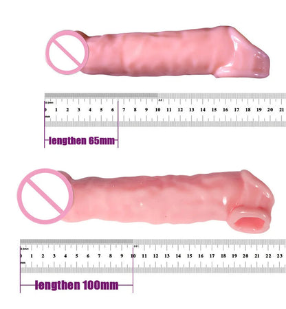 Super Size Highly Elastic Silicone Penis Extender Sleeve Reusable Condoms Penis Ring Delay Ejaculation Erotic Toys Intimate Good luvshop24