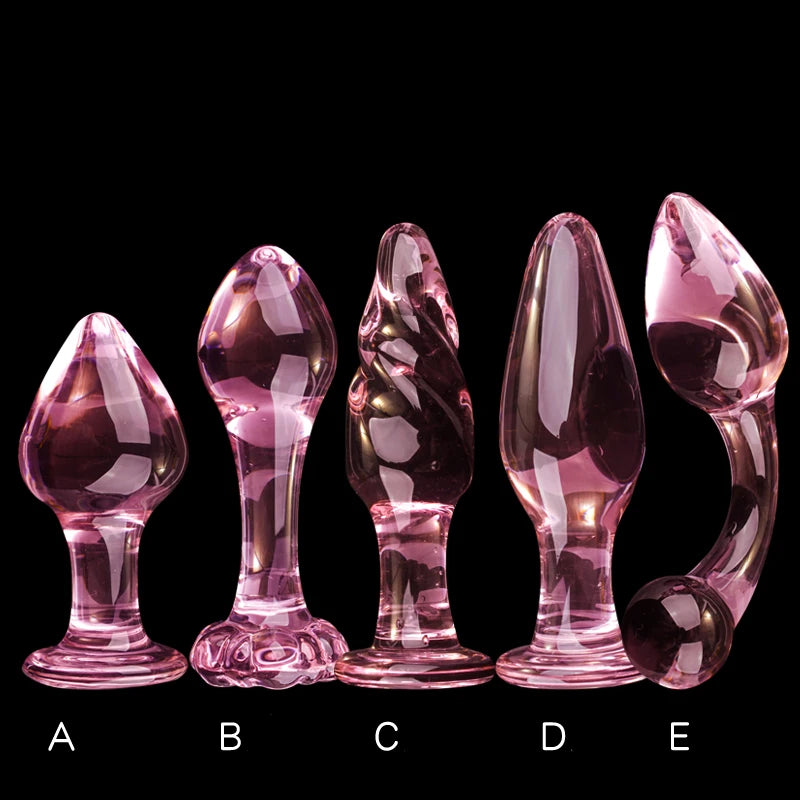Candiway Exquisite Pink Crystal Glass Anal Plug Adult Masturbation Products Prostate Massager Erotic Toys For Couple (5 Styles) luvshop24