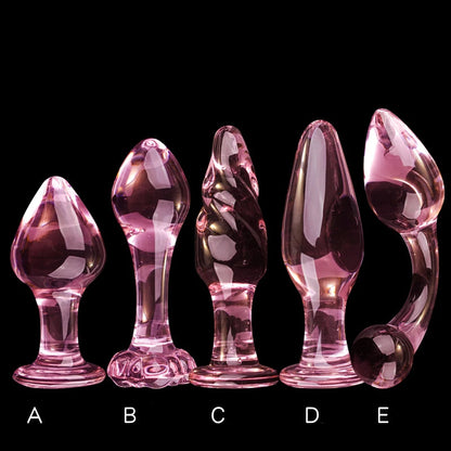 Candiway Exquisite Pink Crystal Glass Anal Plug Adult Masturbation Products Prostate Massager Erotic Toys For Couple (5 Styles) luvshop24